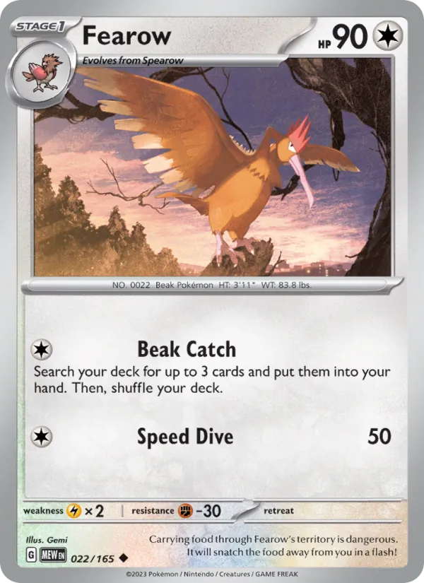 Fearow, Pokémon 151 card 022
