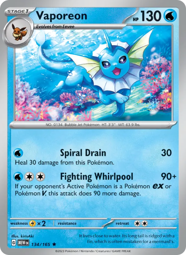 Vaporeon, Pokémon 151 card 134
